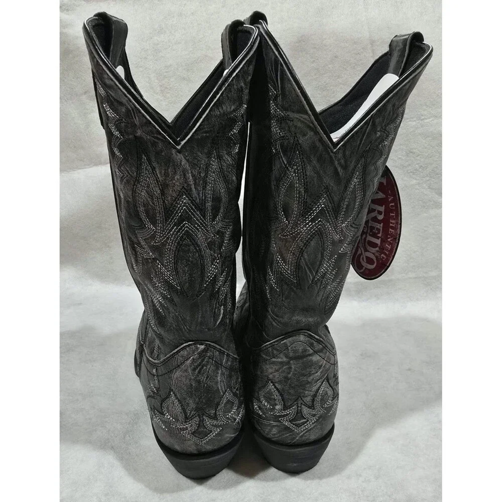Laredo Garrett 68407 Men's Size 13 D Black Sanded Leather Snip Toe Cowboy Boots